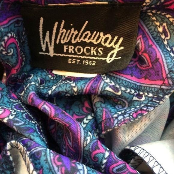 Vintage 80’s Paisley Lace Collar Dress Purple sz10 - Picture 10 of 16